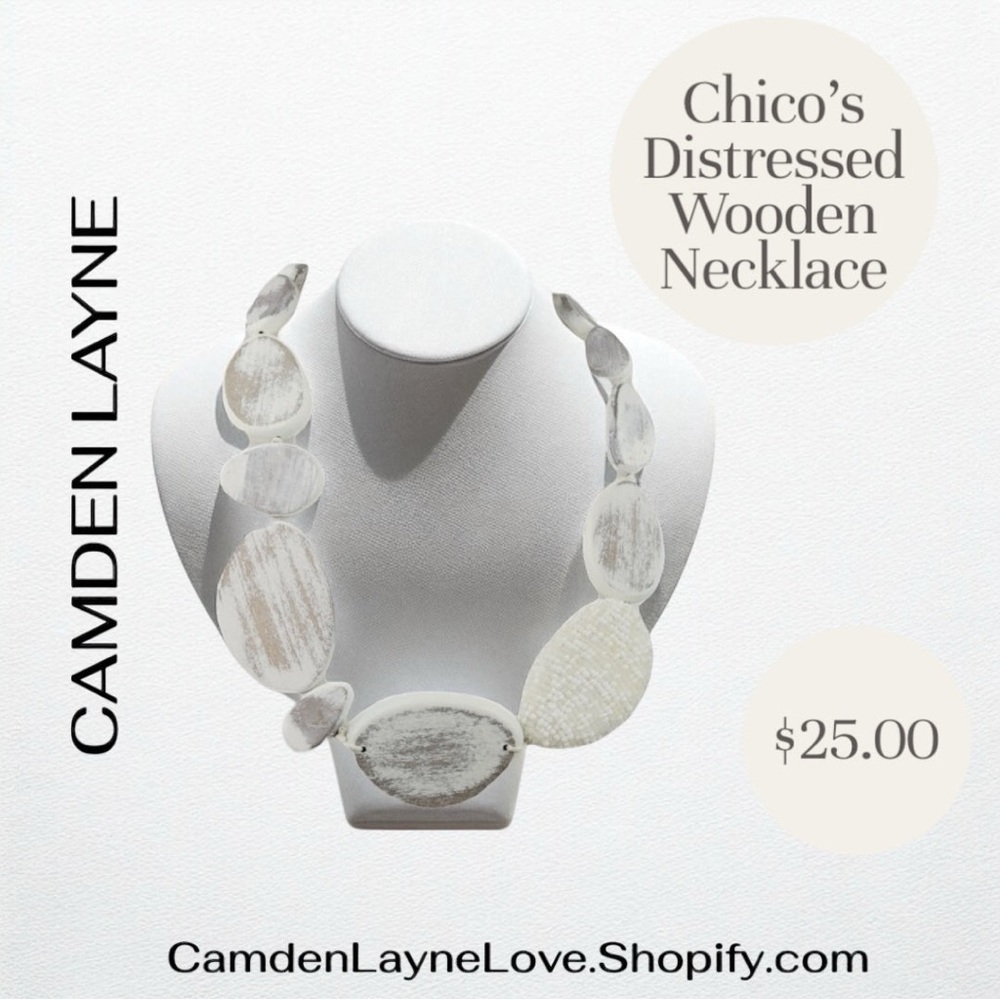 Chico's Cream Distressed Wooden Necklace